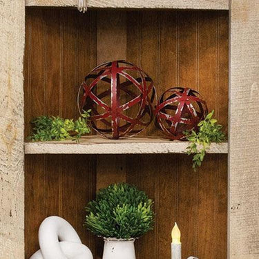 Distressed Red Metal Band Sphere 6 - The Fox Decor